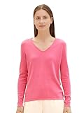 TOM TAILOR Damen Basic Strickpullover mit V-Ausschnitt, 15799 - Carmine Pink, M