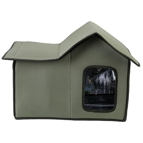 KARFRI Pet Outdoor House,Foldable Waterproof Shelter with Rainproof Dog House, Villa Tent Design, Insulated Fe-RAL Cat House for Winter, and Sturdy Kennel with Raised Floor