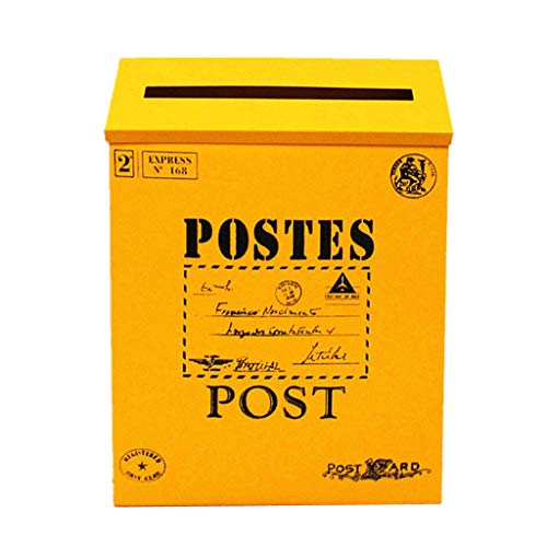joyMerit Vintage Galvanized Mailbox Letterbox Postbox Zeitungshalter Box - Gelb