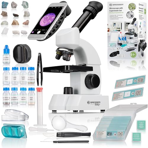 Bresser Mikroskop 40-640x mit umfangreichem Experimentier-Set und Smart-Slides mit QR-Codes