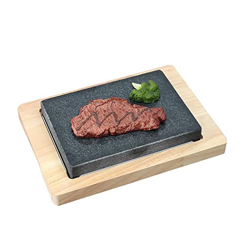 Grillplatte Lavastein, Hot Stone Steak Stein,25*15*3 cm, Natürlich Grill Stein, Ideal für Fisch- und Gemüsefleisch, auch für Pizza