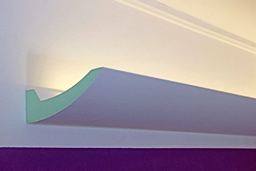 BENDU | LED Lichtvouten-Profil für indirekte Beleuchtung Decke DBKL-125-PR | 125x65mm | Stuck-Leiste, Trockenbauprofil aus Hartschaum | Wandprofil modern, geradlinig
