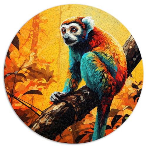 Psychedelisches Tier-Lemur-Puzzle für Erwachsene, 1000 Teile, 100% recycelter Karton, nachhaltiges Puzzle für Erwachsene, Puzzle-Lernspiele, 67,5 x 67,5 cm