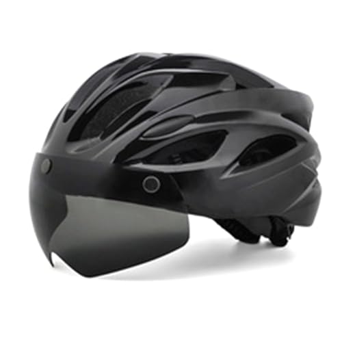 Flcivsh Fahrradhelm, Fahrradhelm mit RüCklichtbrille, Verstellbarer Mountainbike-Helm für Erwachsene, MäNner und Frauen, Schwarz