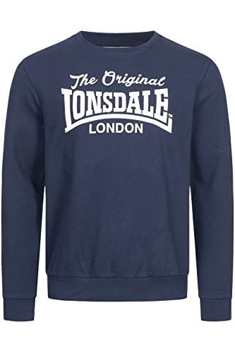 Lonsdale Herren Rundhals Sweatshirt Normale Passform BURGHEAD Navy/White S