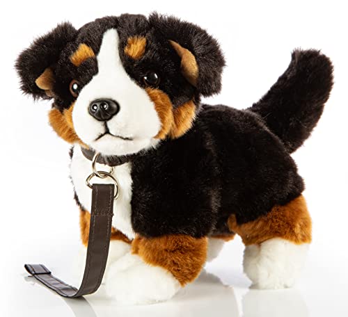 Uni-Toys - Berner Sennenhund, stehend, mit Leine - 27 cm (Länge) - Plüsch-Hund - Plüschtier, Kuscheltier