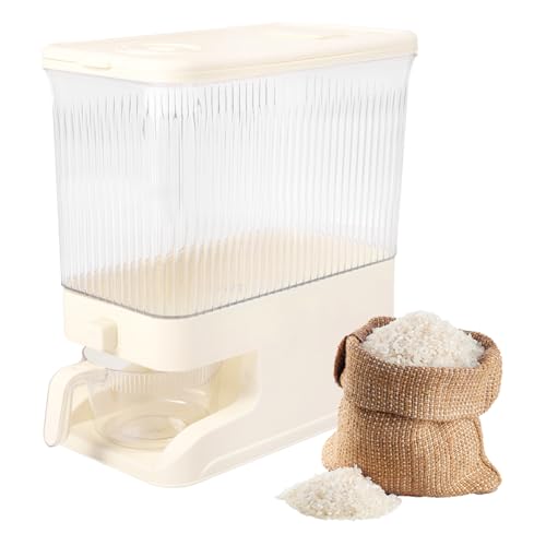 NIZEAMI 10 Kg Reisspender Reis Spender Müslispender mit Spülen Becher Reis Spender Reis Aufbewahrung Reis Eimer Haushalt Box Vorratsbehälter für Reis Müsli Cereal