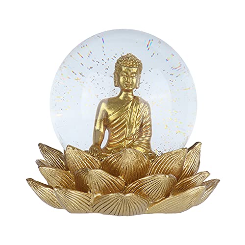 URRNDD Schneekugel Wasserkugel Buddha Statue Kristallkugel Desktop Ornament Dekorationen für Home Office Tabletop Decor(Seerose)