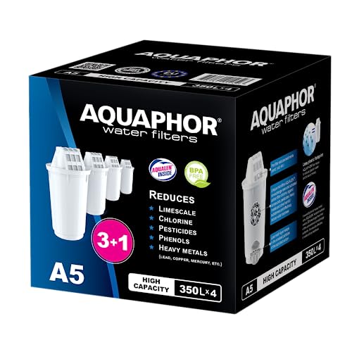 AQUAPHOR A5 Aqualen Wasserfilter-Kartusche Ersatzwasserfilter Ersatzfilterkartusche Pack 3+1 für Provence, Prestige, Atlant, Arctic und Smile Tischwasserfilter