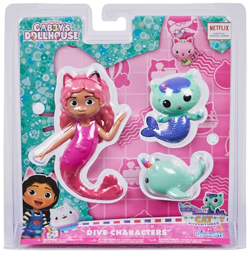 Swimways Gabby's Dollhouse Dive Characters 3er-Pack, Schwimmbadzubehör & Kinder-Pool-Spielzeug, Pool-Partyzubehör & Wasserspielzeug für Kinder ab 5 Jahren