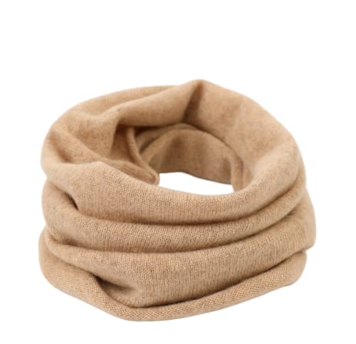 prettystern Unisex Loop Schal 100% Kaschmir-Wolle einfarbig Halstuch Damen Schlauch-Tuch beige