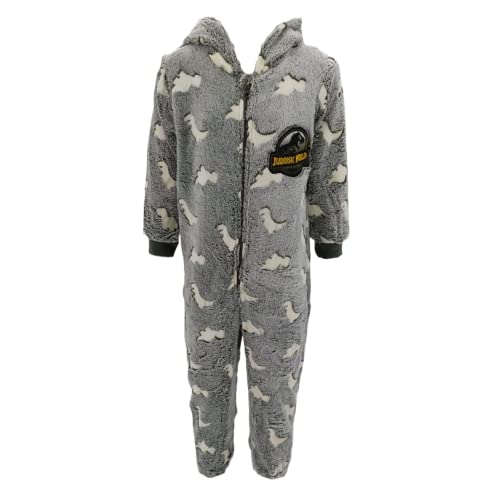 Jurassic World Jungen Pyjama, Einteiler Pyjama für Jungen, Weicher Velours, Im Dunkeln Leuchtendes Design, Größe 4 Jahre