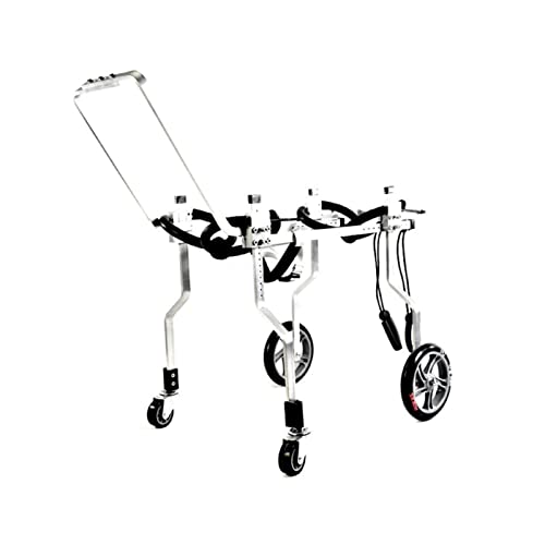 Vollständig unterstützender 4-Rad-Hunderollstuhl, verstellbarer 4-Räder-Hunderollstuhl mit zusätzlicher Handzugstange für kleine, große und mittelgroße Hunde