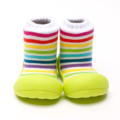 Attipas Rainbow Green - ergonomische Baby Lauflernschuhe, atmungsaktive Kinder Hausschuhe ABS Socken Babyschuhe Antirutsch 19