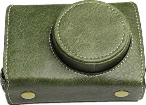 GR III Kameratasche, Zakao Echt Ganzkörper Untere Öffnung Version Schutzhülle Leder Kameratasche Tasche für Ricoh GR III GR3 mit Schultergurt (Grün)