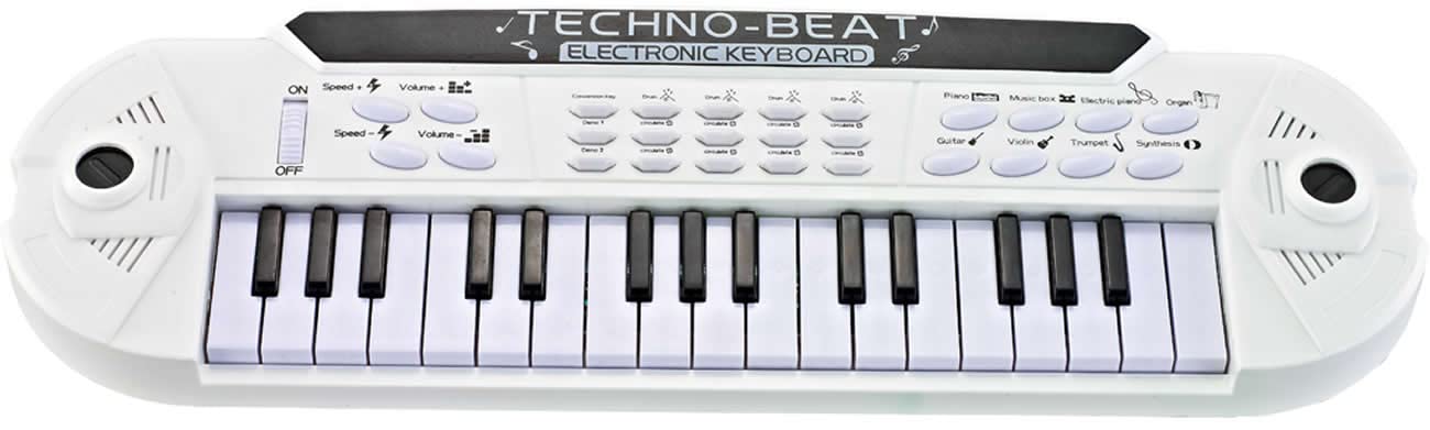 Luna Keyboard m. 32 Tasten elektronisch Tisch-Keyboard weiß Kinder Musikinstrument