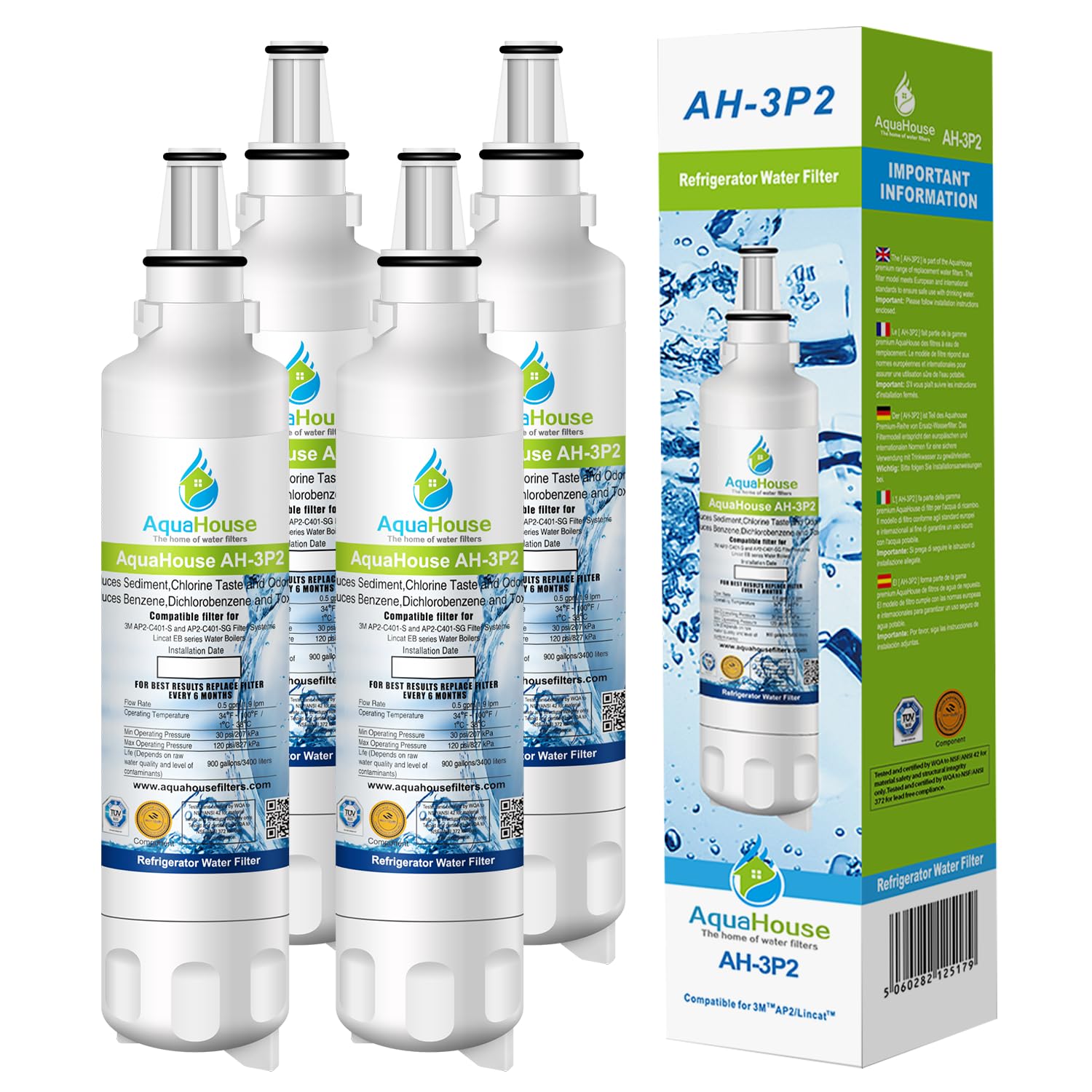 4x AH-3P2 kompatibel Wasserfilter für Wasserkocher Lincat FilterFlow & Burco, FC02, AP2-C401-SG, 47-915403, ARK109