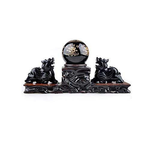 Kunstdekoration Obsidian Pi Xiu Ornamente Paar Feng Shui Pi Xiu Ornamente Home Öffnungsgeschenke Reichtum anziehen Gute Glück Dekorative Ornamente desktop dekorationen