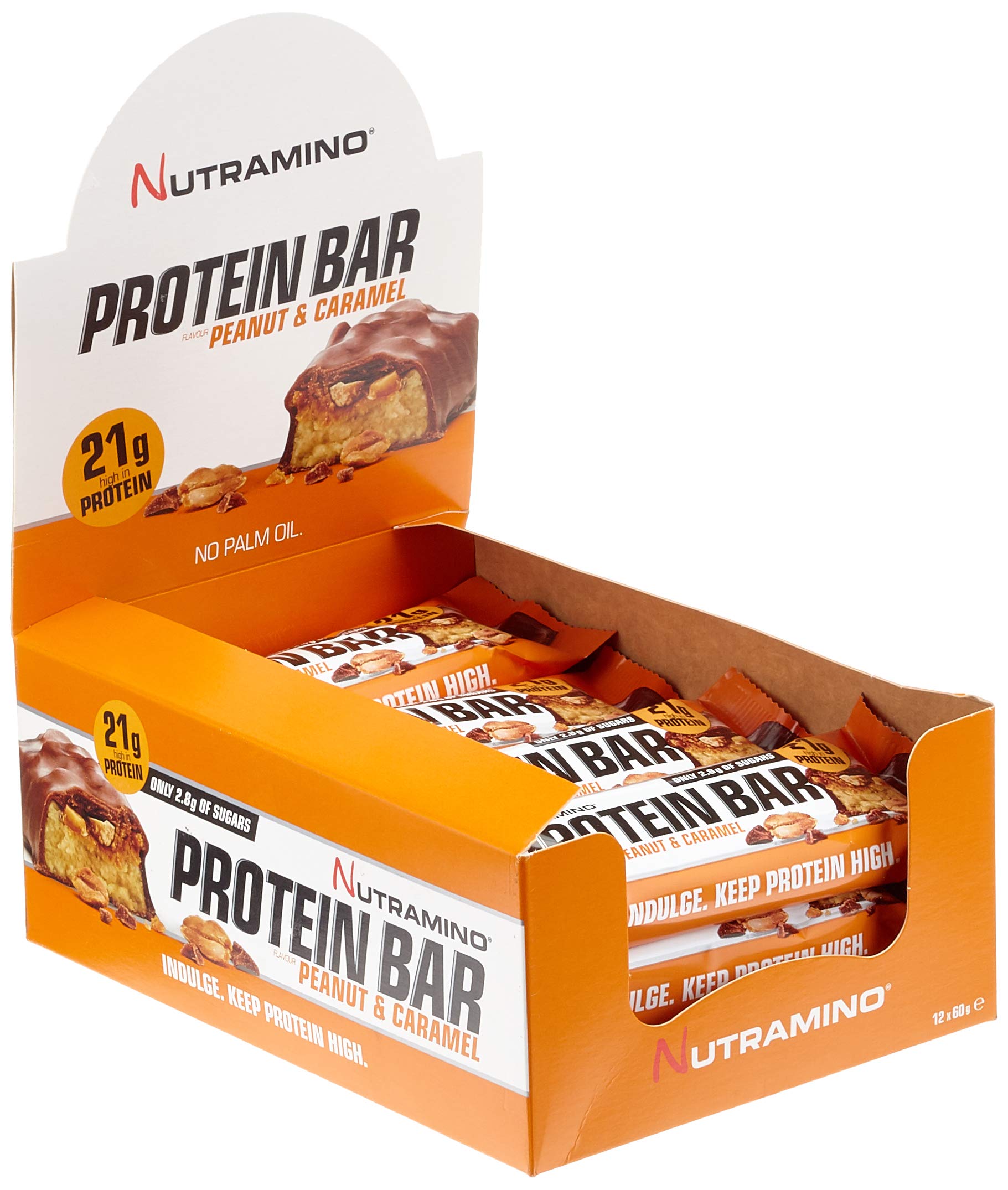 Nutramino Protein bar/Eiweiß Riegel (21g Eiweiß) Chunky Peanut und Caramel EiweißRiegel, 1er Pack (12 x 60g)