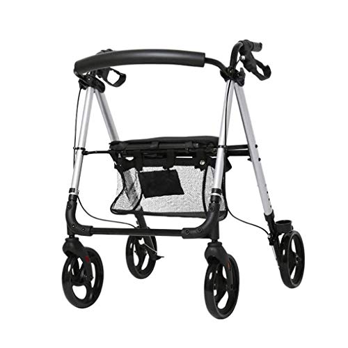 Rollator Walker Einkaufswagen Gehgestell Faltbar Kompakte Mobilitätshilfen mit Sitztasche und Rad Transport Walker Gehstock Ältere Menschen mit Behinderung
