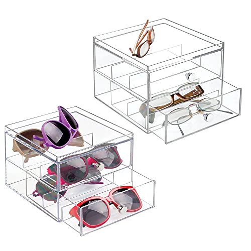 mDesign 2er-Set Aufbewahrungsbox für Brillen - die praktische 2er Schubladenbox als Brillen Ablage