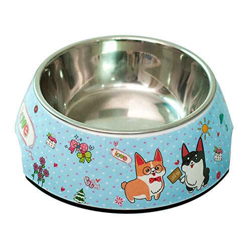 EUYIMOMO futternapf Katze,Edelstahl-Haustierschüssel, zweischichtige rutschfeste Fütterungs- und Trink-Haustierschüssel - Zwei kleine Hunde