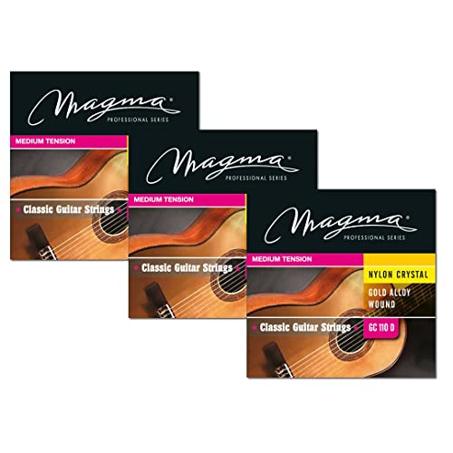 Magma - 3 Sätze von Saiten für spanische Gitarre aus Bronzegitarre 85/15, 1°, 2° und 3° Nylon Glas - mittlere Spannung - (GC110D)