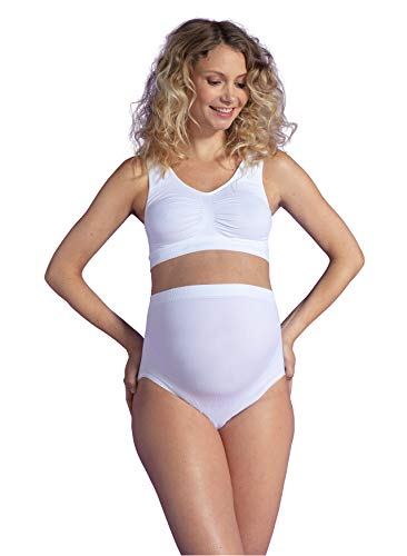 Carriwell Schwangerschaftsslip, unterstützende Panty für Schwangere, nahtloser Umstandsslip aus atmungsaktiver Mikrofaser, weiß, Größe: L