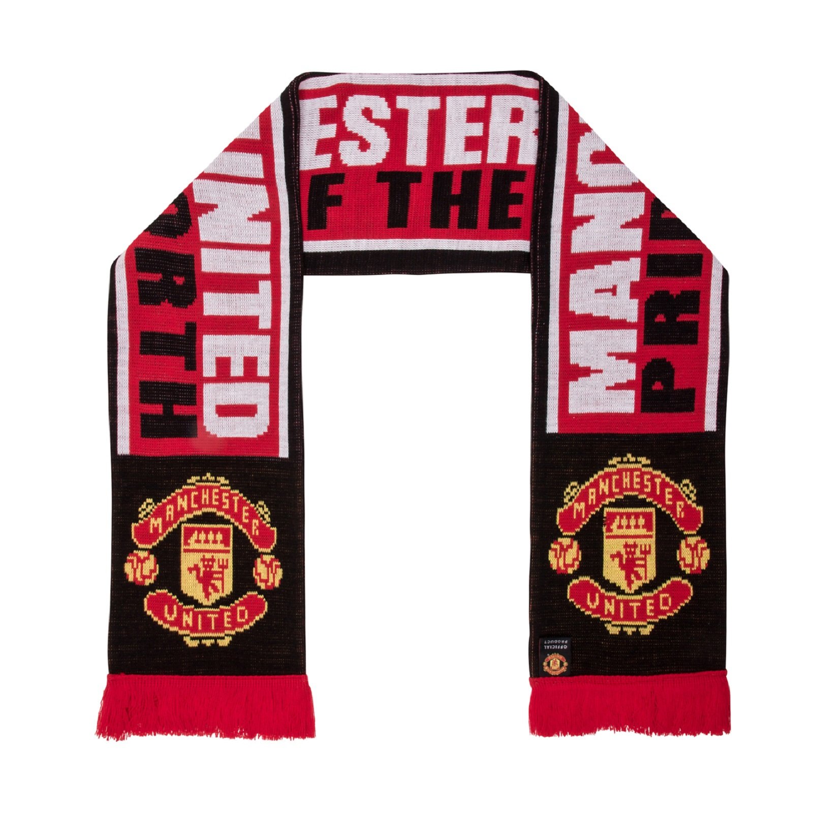 Manchester United FC - Strickschal - Offizielles Merchandise - Geschenk für Fußballfans - Jacquard-Muster - Rot ‚Pride of the North‘