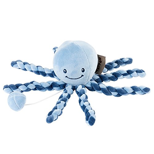 Nattou Spieluhr Oktopus, Wiegelied «La-Le-Lu», Für Neugeborene und Frühchen, 23 cm, Blau