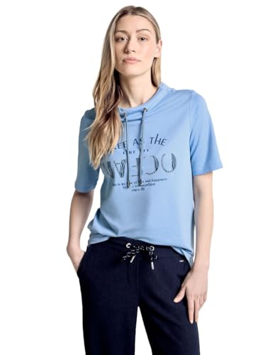 CECIL Damen B321302 T-Shirt mit Wording, Soft Light Blue, Large