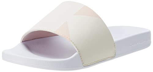 Calvin Klein Damen Slide Ny Seasonal Mono Wn Rutsche, Bright White Peach Blush Creamy, 39.5 EU