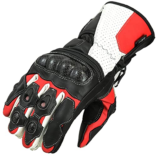 Motorradhandschuhe Racing Pro Motorrad Handschuhe, Rot, Motorradhandschuhen mit Protektoren (XS)
