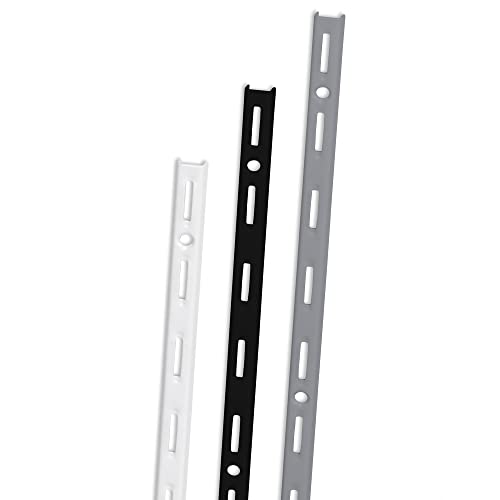 IB-Style - 10x Wandschiene Single | Einreihiges System mit 50 mm Raster | 5 Abmessungen | Länge 2 m Weiss | Wandleiste aus Stahl für Regalsysteme