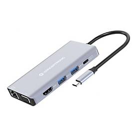 Conceptronic DONN20G 10-in-1 USB 3.2 Gen 1 Dockingstation, HDMI, VGA, USB-A 3.0, SD, TF/MicroSD, Audio, GbE LAN, 100 W USB PD