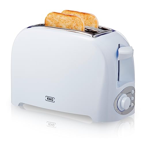 KHG TO-755 (W) Toaster, 2 Scheiben, Weiß, Kunststoff, Brötchen-Aufsatz, 7 Bräunungsstufen, 17,5cm H