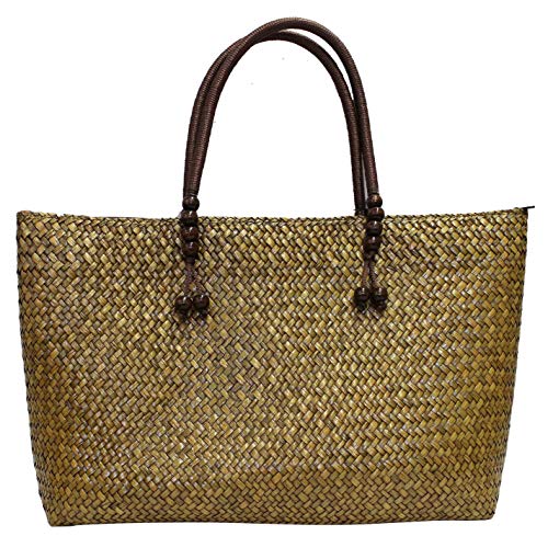 Rotfuchs Damentasche Handtasche Strohtasche Einkaufstasche Strandtasche Sommertaschen in Handgefertigt aus Schilf