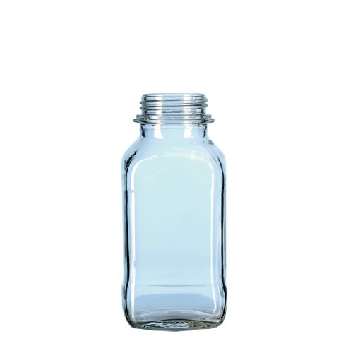 DURAN 23 820 24 Schraubflasche aus Kalk-Soda-Glas, Vierkant, Weithalsig mit Gewinde, Klarglas, 100ml Inhalt, 10 Stück