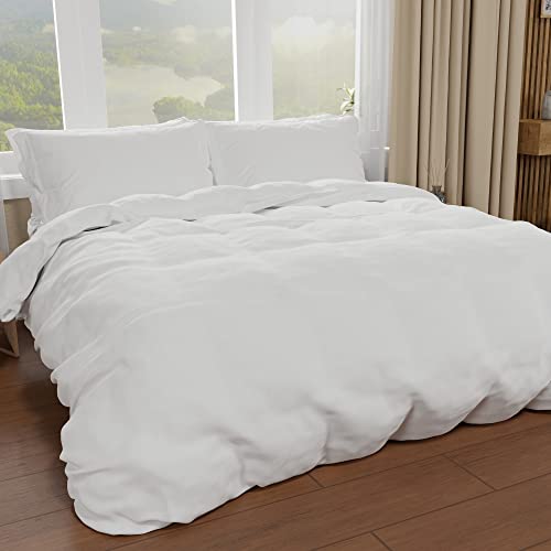 PETTI Artigiani Italiani - Bettbezug für Doppelbett, Bettbezug und Kissenbezüge aus Mikrofaser, einfarbig, weiß, 100% Made in Italy