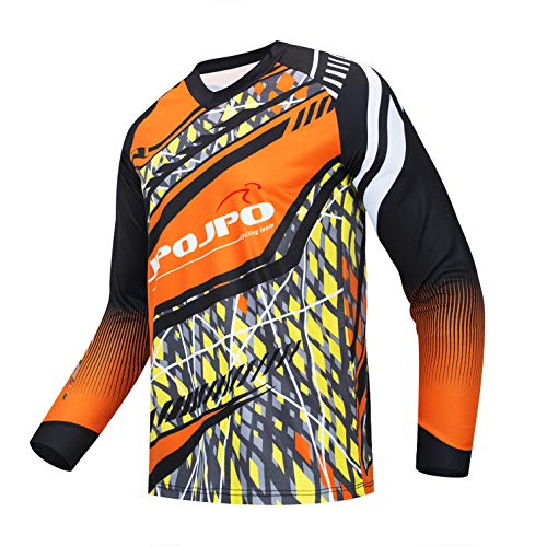 Cycling Jersey Herren Mountainbike Motocross Jersey Langarm MTB T-Shirt Downhill Tops Sport Rennbluse weiß XXL