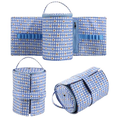 Kleine Garn-Aufbewahrungstasche, tragbare gestrickte Wolltaschen, faltbare Cerchet-Haken-Taschen for Nähwerkzeuge, Zubehör, Geschenk, Strickwerkzeug-Aufbewahrungstasche ( Color : Empty Bag-Blue )