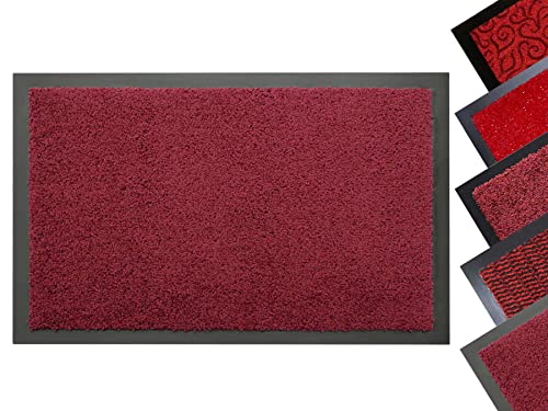 Primaflor - Ideen in Textil Rote Fußmatte - Schmutzfangmatte - Rot - 80 x 120 cm - Waschbare Eingangsmatte - Rutschfester Türvorleger - Sauberlaufmatte für Innen & Außen