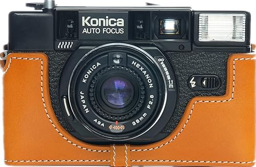 Zakao Kameratasche für Konica C35 AF2, handgefertigt, echtes Leder, mit Handschlaufe, Gelb