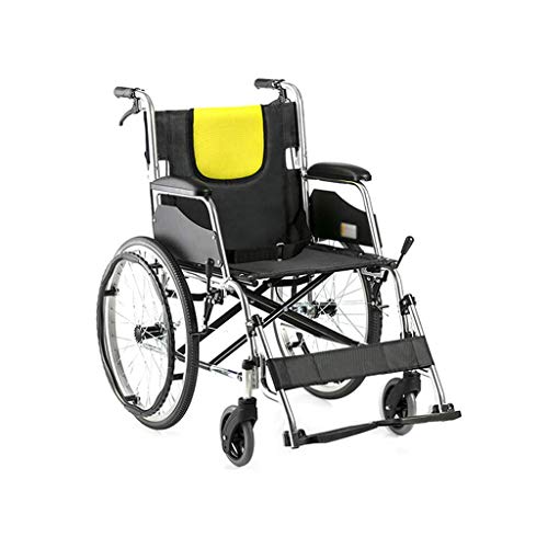 AOLI Faltbare Legierung Rollstuhl, Geeignet für Senioren, Behinderte, leichte Aluminium-Legierung Folding manuellen Rollstuhl, Alter Trolley, Schwarz,Schwarz