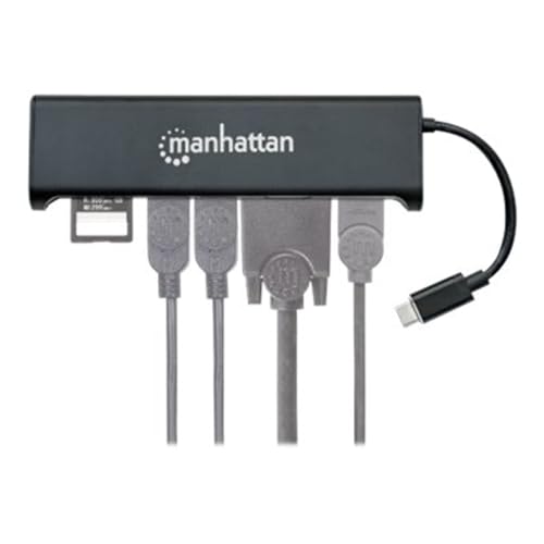 Manhattan 152808 USB-C 7-in-1-Dockingstation Aluminium grau