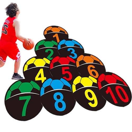 Kazuko Basketball-Spot-Marker, nummerierte Spot-Marker - rutschfeste Flache Punktmarkierungen | Sporttrainingsmarker, Flache Zahlenpunkte, Markierungsfeld für Unterricht und Training