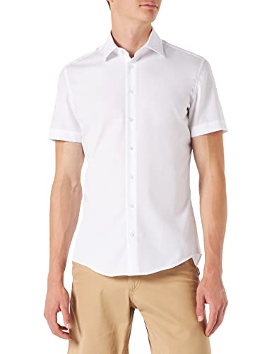 Seidensticker Herren Business Hemd Slim Fit - Bügelfreies, schmales Hemd mit Kent-Kragen - Kurzarm - 100% Baumwolle