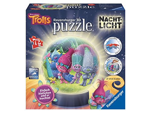 Ravensburger 3D-Puzzle 12195 - Trolls: 3D Puzzle-Ball, 72-teilig Nachtlich