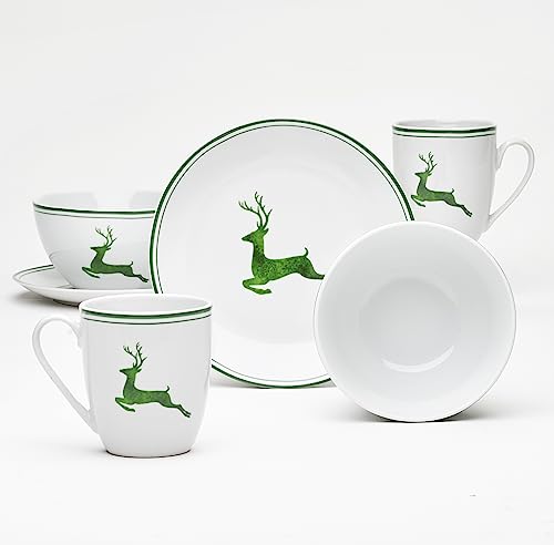 Van Well | "Tölz" Frühstück-Set 6 teilig grün aus Porzellan | für 2 Personen (Grün)