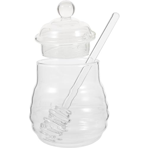 BESTONZON 250 ml Glas Honig Topf klar Marmelade Jar Set mit Dipper und Deckel für Home Küche verwenden